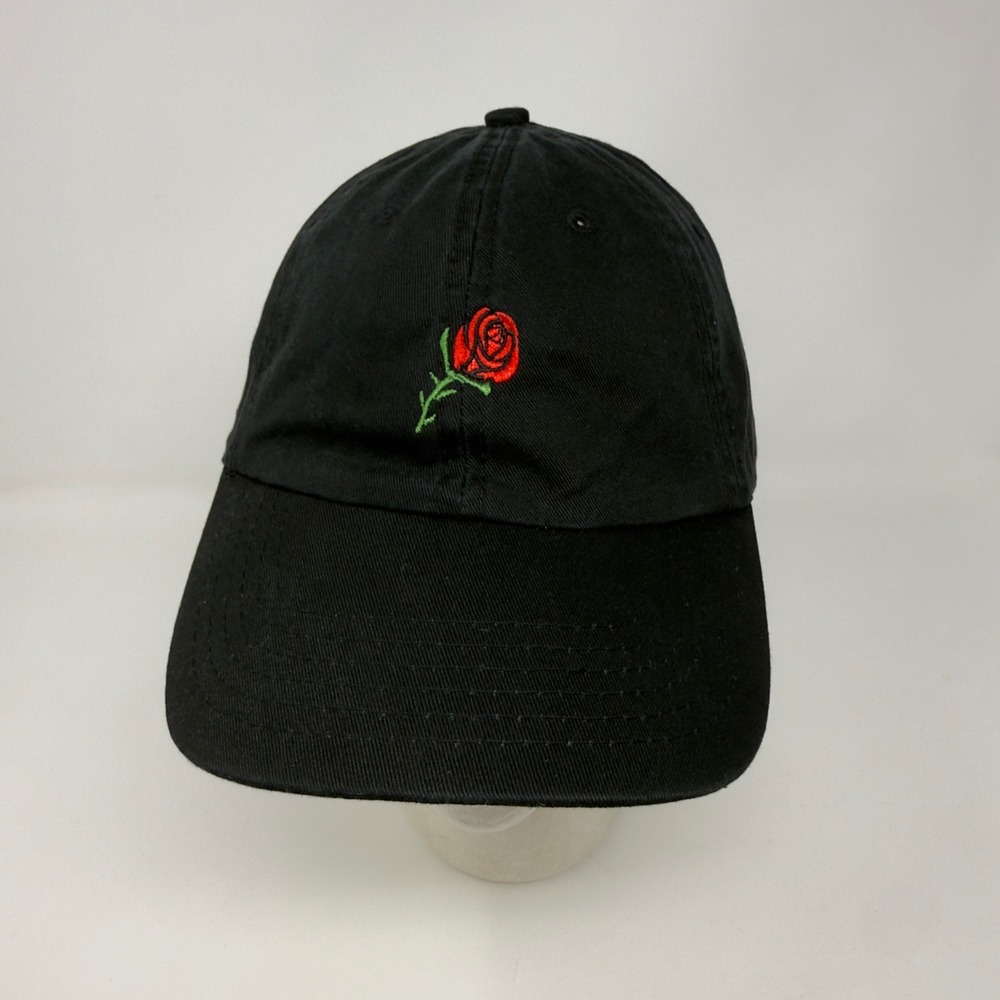 Empyre Mens Black Rose Embroidered Dad Hat Adjustable Cotton‎ Strapback Cap